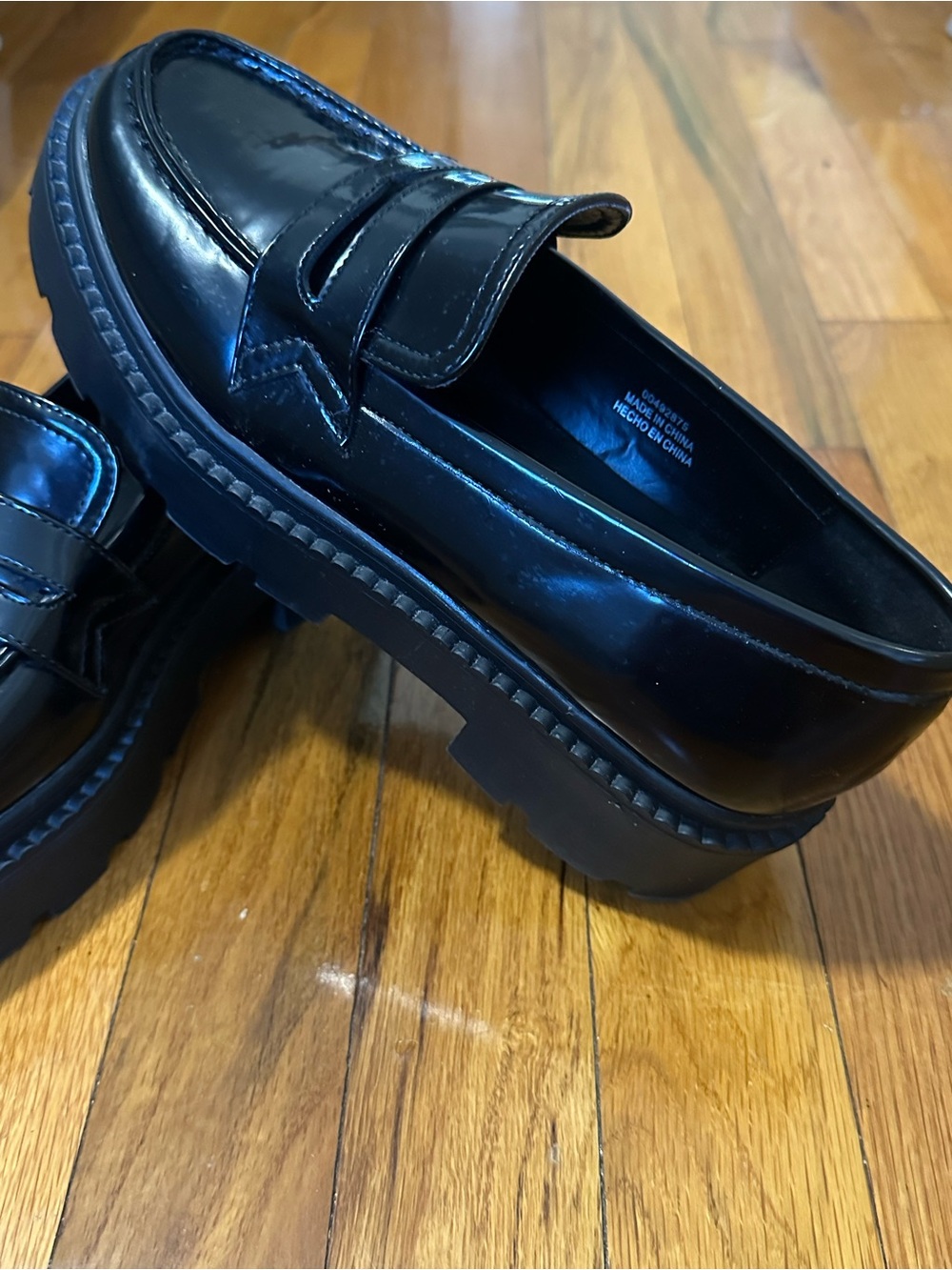 Black Patent Platform Penny Loafers